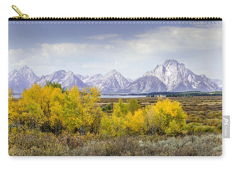Aspen Carry-all Pouch featuring the photograph Aspen Gold in the Tetons by Greni Graph