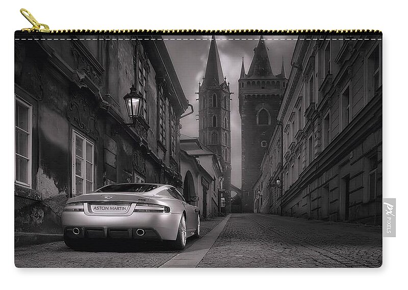 Aston Martin Dbs Zip Pouch featuring the photograph Aston Martin DBS by Jackie Russo