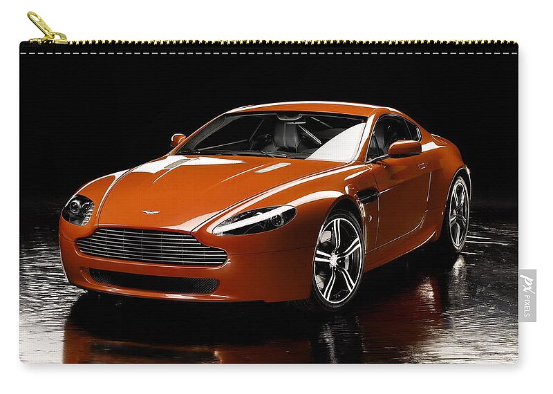 Aston Martin V8 Vantage Zip Pouch featuring the photograph Aston Martin V8 Vantage by Jackie Russo