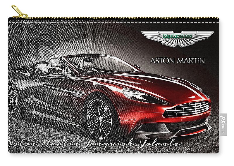 �wheels Of Fortune� Collection By Serge Averbukh Zip Pouch featuring the photograph Aston Martin Vanquish Volante by Serge Averbukh