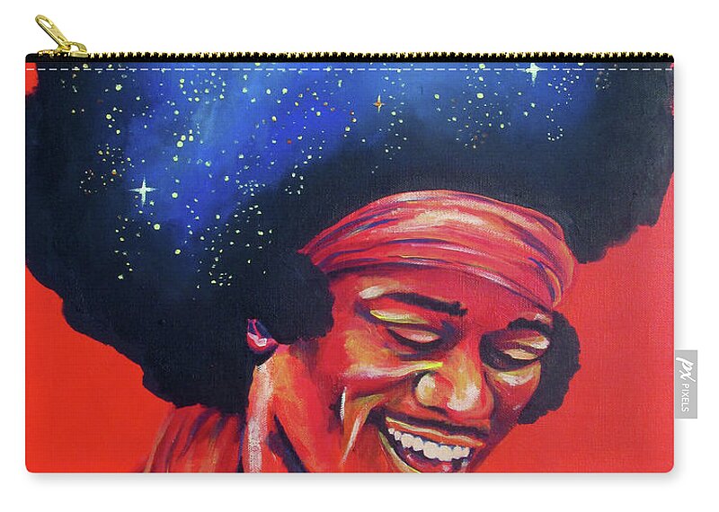Jimi Hendrix Zip Pouch featuring the painting Astro Man by Sara Becker