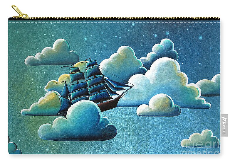 Flying Ship Carry-all Pouch featuring the painting Astronautical Navigation by Cindy Thornton