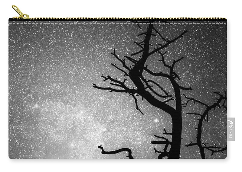 Sky Zip Pouch featuring the photograph Astrophotography Night Black and White Portrait View by James BO Insogna