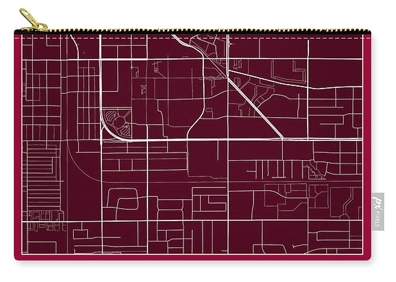 Road Map Zip Pouch featuring the digital art ASU Street Map - Arizona State University Tempe Map by Jurq Studio