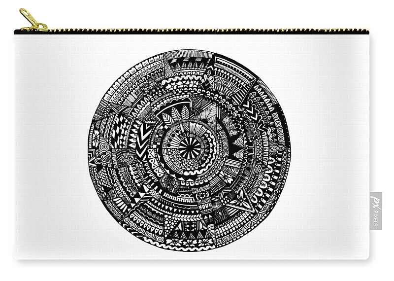 Mandala Zip Pouch featuring the digital art Asymmetry by Elizabeth Davis