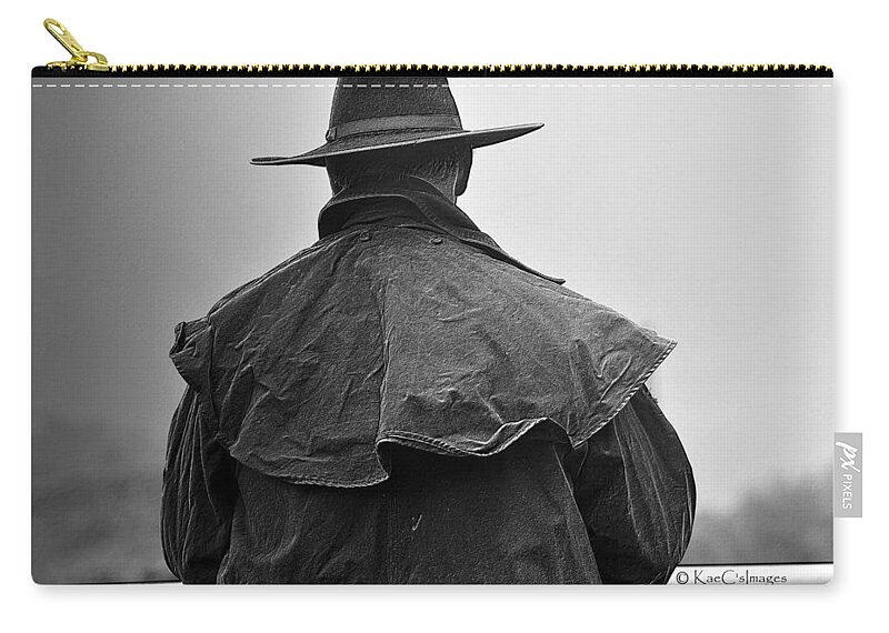 Drover Zip Pouch featuring the photograph At Home on the Range #3 black and white by Kae Cheatham