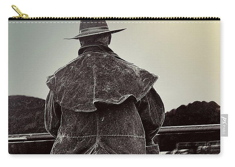 Cowboy Carry-all Pouch featuring the mixed media At Home on the Range 3 by Kae Cheatham