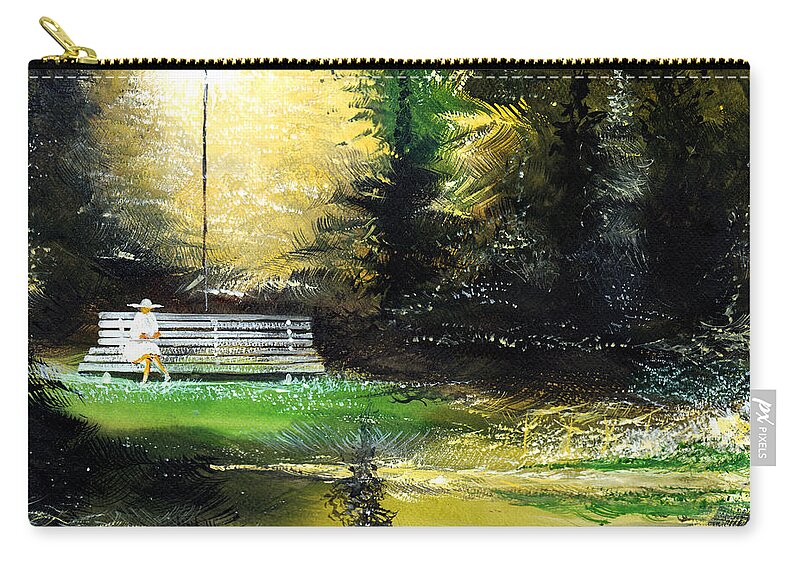 Nature Zip Pouch featuring the painting At Peace by Anil Nene