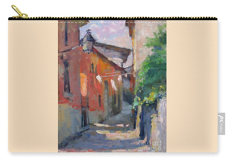 Plein-air Zip Pouch featuring the painting At the End of the Alley by Jerry Fresia