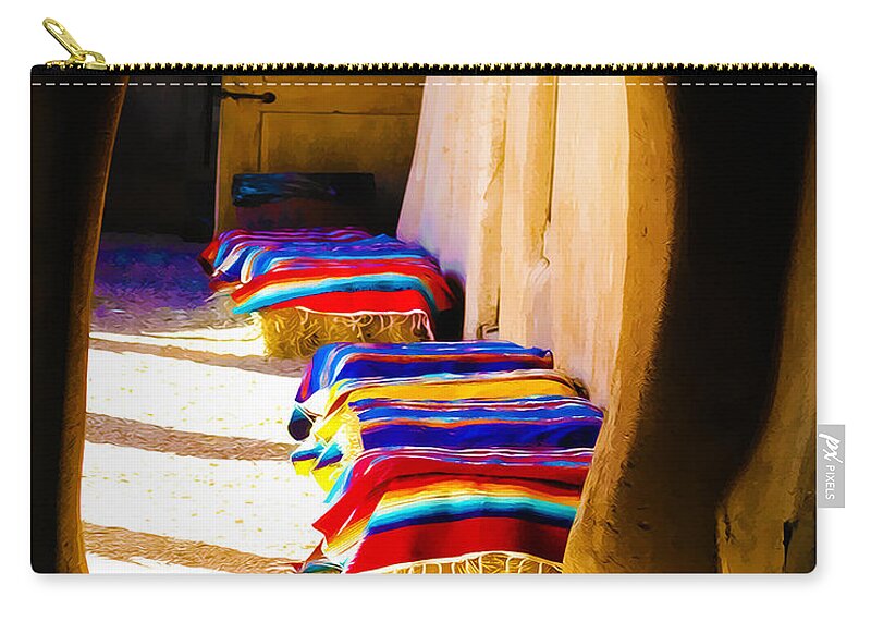 Colorful Zip Pouch featuring the photograph At the Hacienda by Terry Fiala