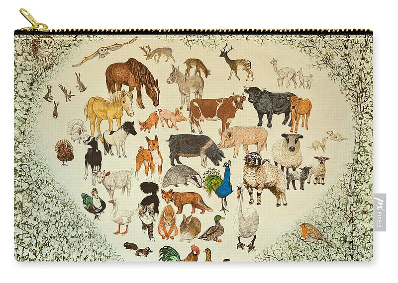Animal Zip Pouch featuring the painting At the Heart of It All by Pat Scott