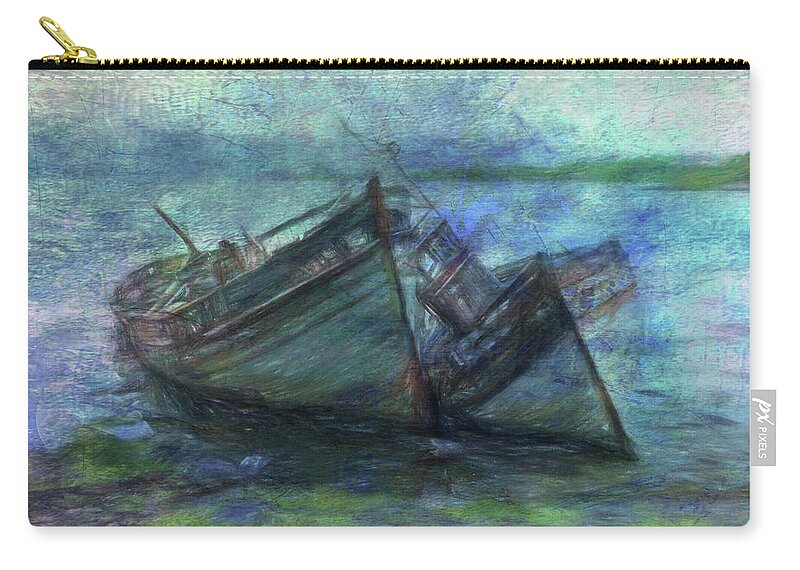 Rotting Hulls Zip Pouch featuring the digital art At the Water's Edge by Sarah Vernon