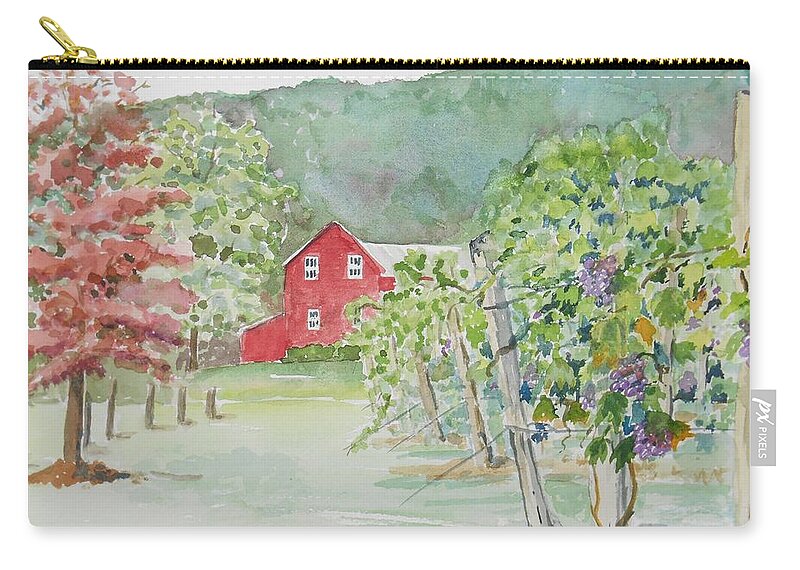 Landscape Zip Pouch featuring the painting At the Winery by Christine Lathrop