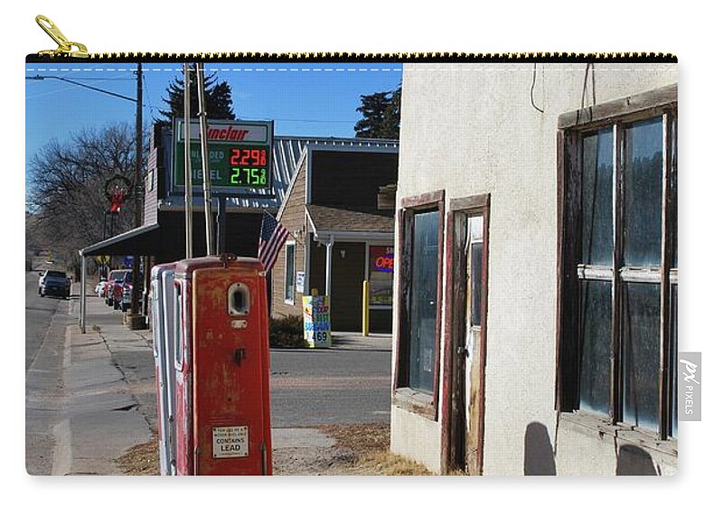Vintage Gas Station Zip Pouch featuring the photograph At your service by Amee Cave