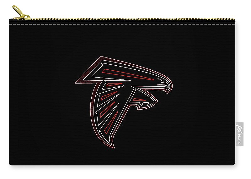 Atlanta Falcons Zip Pouch featuring the photograph Atlanta Falcons Football Team Logo Neon Art by Reid Callaway