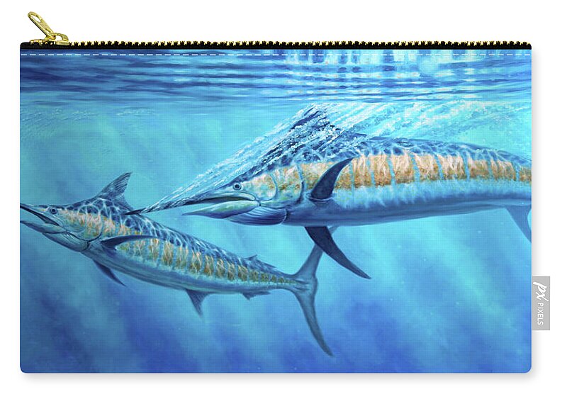 Blue Marlin Paintings Zip Pouch featuring the painting Atlantic Blues by Guy Crittenden