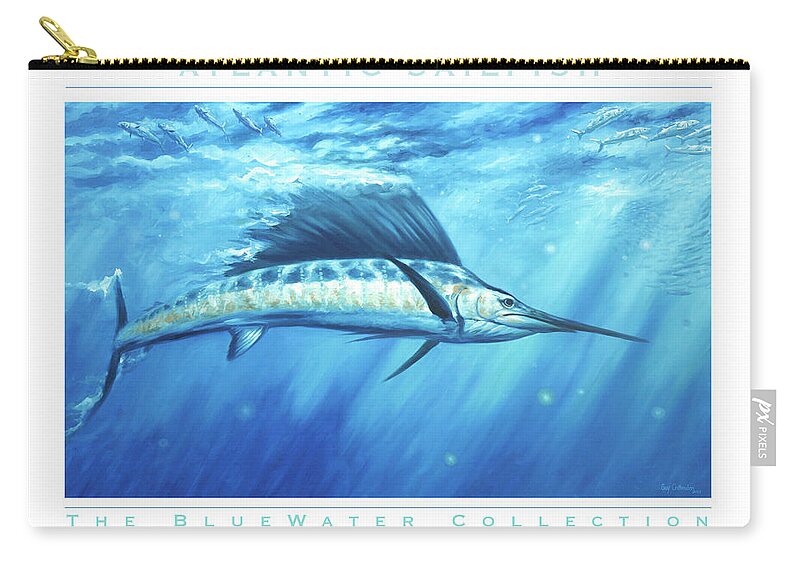 Sailfish Art Zip Pouch featuring the painting Atlantic Sailfish by Guy Crittenden