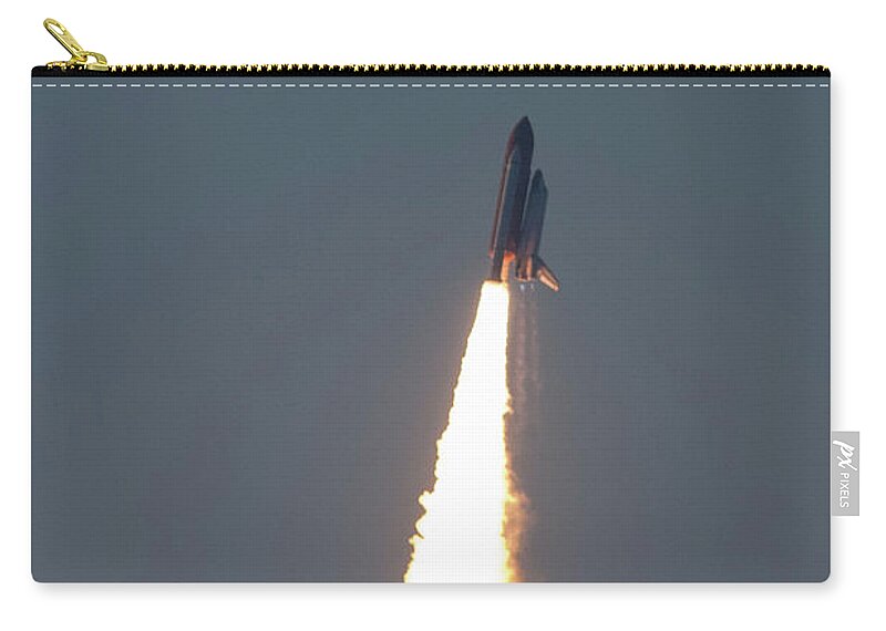 Space Zip Pouch featuring the photograph Atlantis Engines Blazing by Paul Rebmann