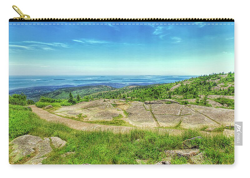 Mount Desert Island Zip Pouch featuring the photograph Atop Cadillac Mountain by John M Bailey