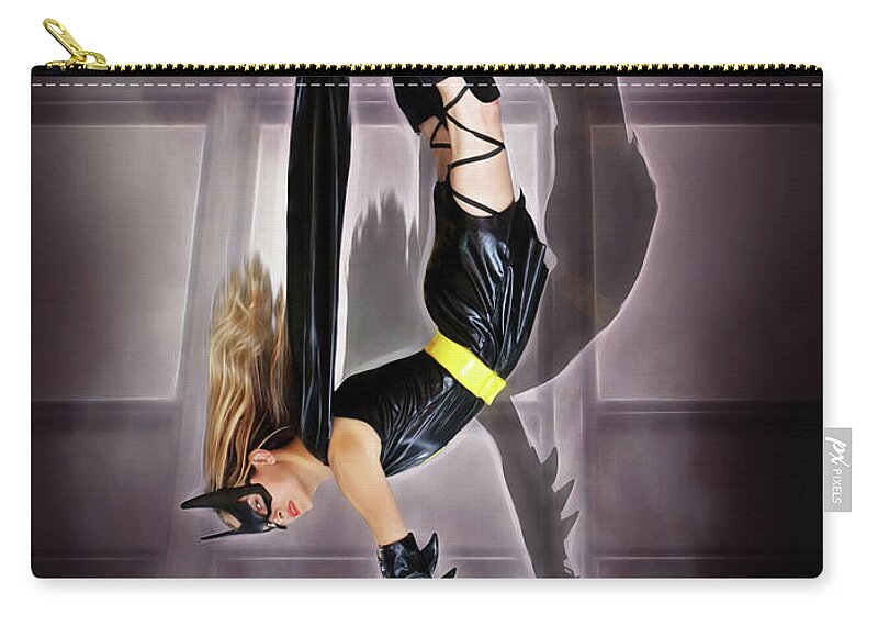 Bat Woman Zip Pouch featuring the photograph Attack Of The Bat Gal by Jon Volden