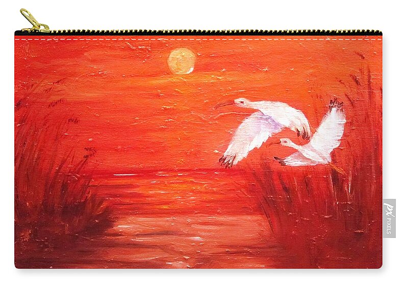 Fall Zip Pouch featuring the painting Auburn Nights by Carol Allen Anfinsen