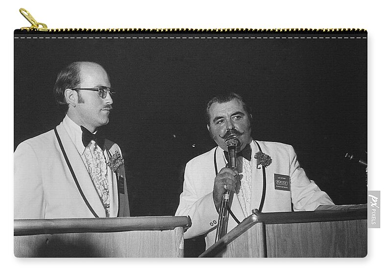 Auctioneer Dennis Kruse Leo Gephart Scottsdale Arizona Zip Pouch featuring the photograph Auctioneer Dennis Kruse and Leo Gephart Scottsdale Arizona 1973-2016 by David Lee Guss