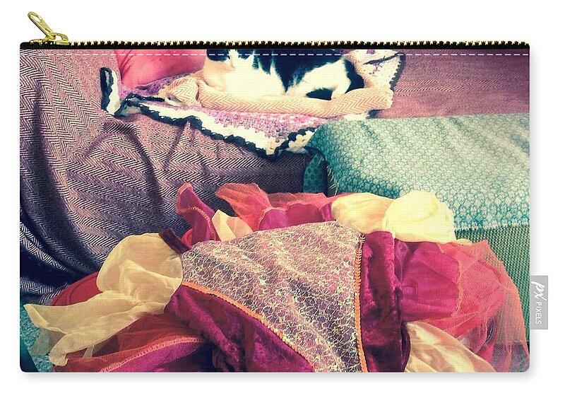 Cat Zip Pouch featuring the photograph Audience with the cat by Judith Desrosiers