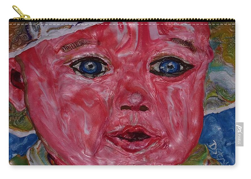 Female Zip Pouch featuring the mixed media Audrey by Deborah Stanley