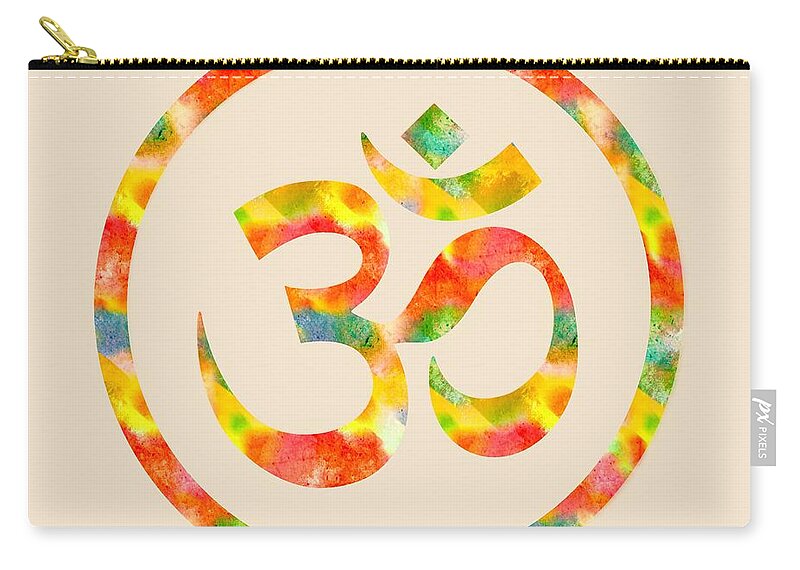 Om Symbol Zip Pouch featuring the painting AUM Symbol abstract digital painting by Georgeta Blanaru