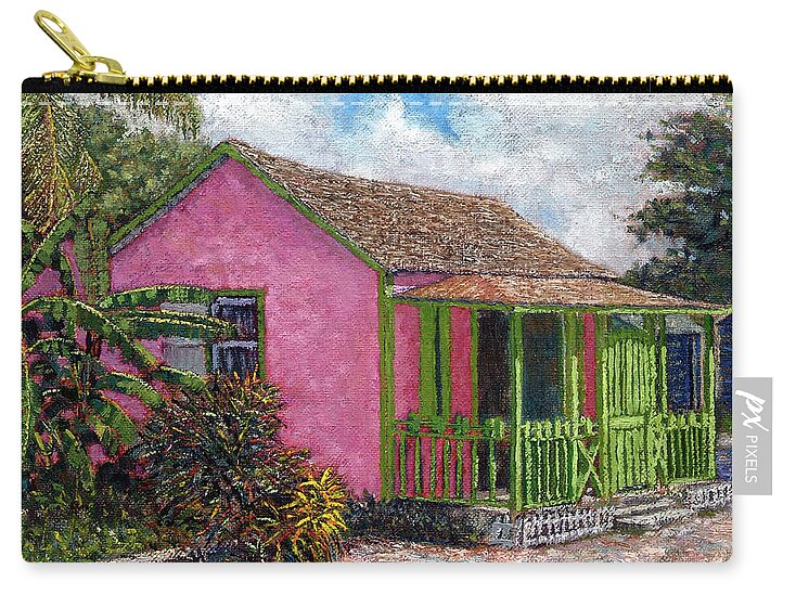 Pink Cottage Carry-all Pouch featuring the painting Aunt Suzy's Cottage by Ritchie Eyma
