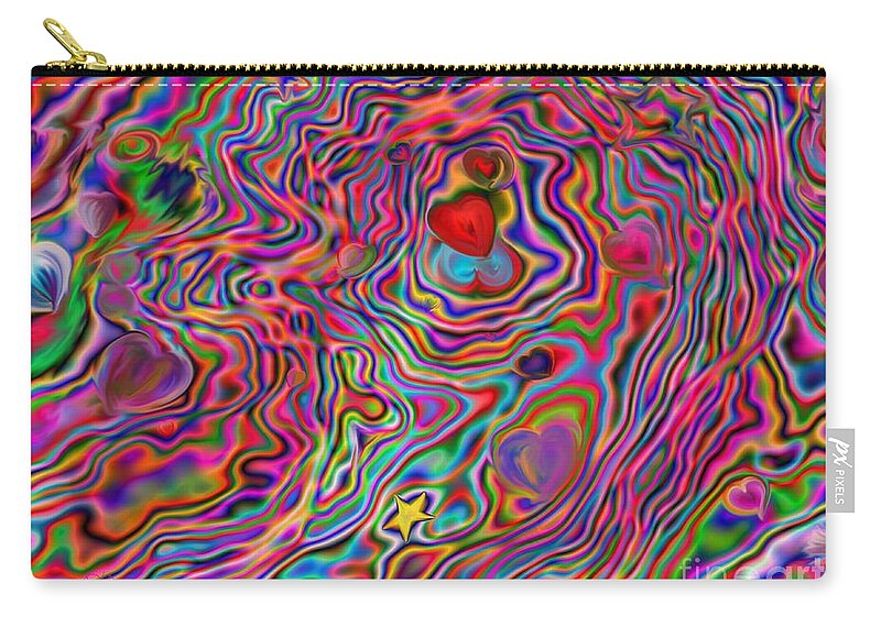 Psychedelic Zip Pouch featuring the painting Aura Lights by Roxy Riou