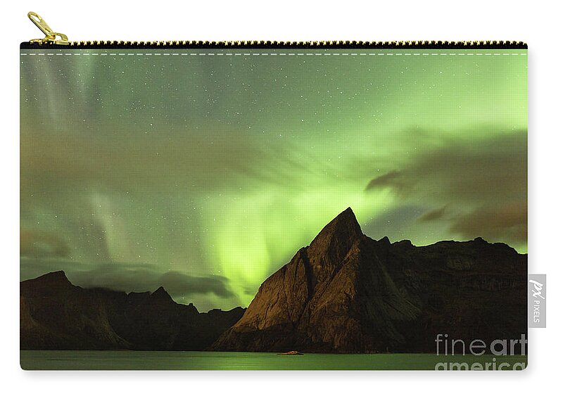 Norway Zip Pouch featuring the photograph Aurora Borealis In Norway 4 by Timothy Hacker