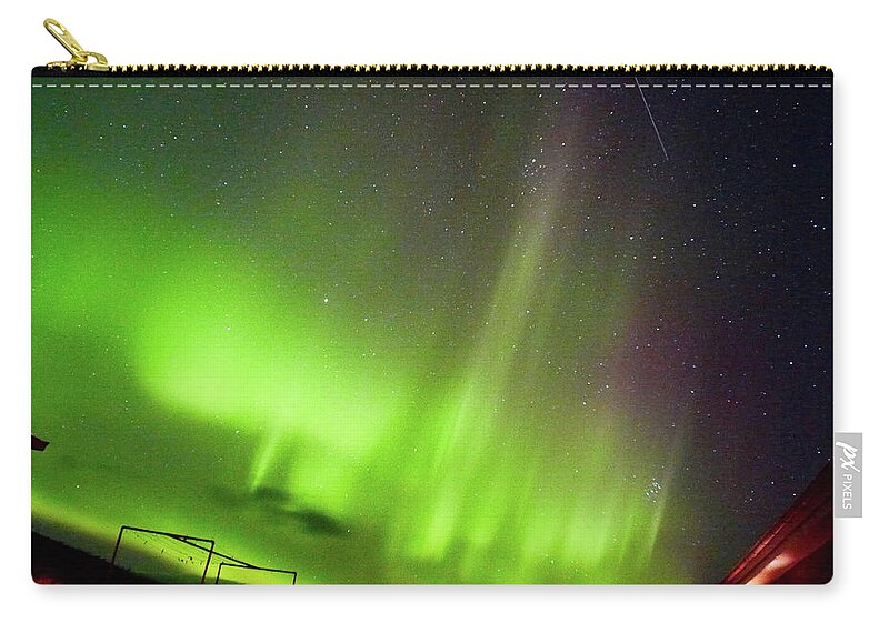 Aurora Zip Pouch featuring the photograph Aurora Southern Iceland by Amelia Racca