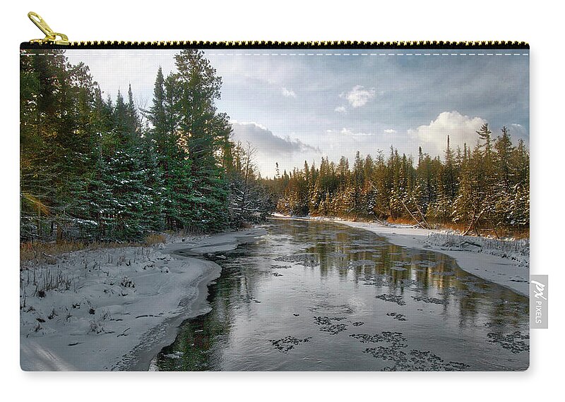 Au Sable Zip Pouch featuring the photograph AuSable River 1282 by Michael Peychich