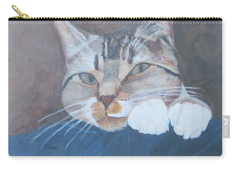 Cat Zip Pouch featuring the painting Austin by Paula Pagliughi