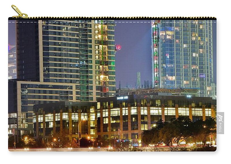 Austin Zip Pouch featuring the photograph Austin Skyscrapers by Frozen in Time Fine Art Photography