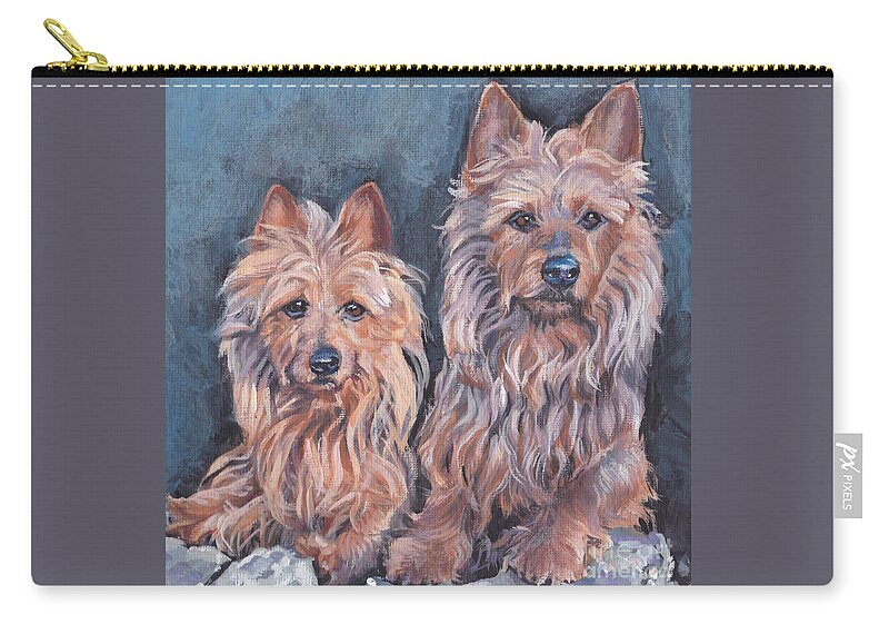 Australian Terrier Zip Pouch featuring the painting Australian Terriers by Lee Ann Shepard