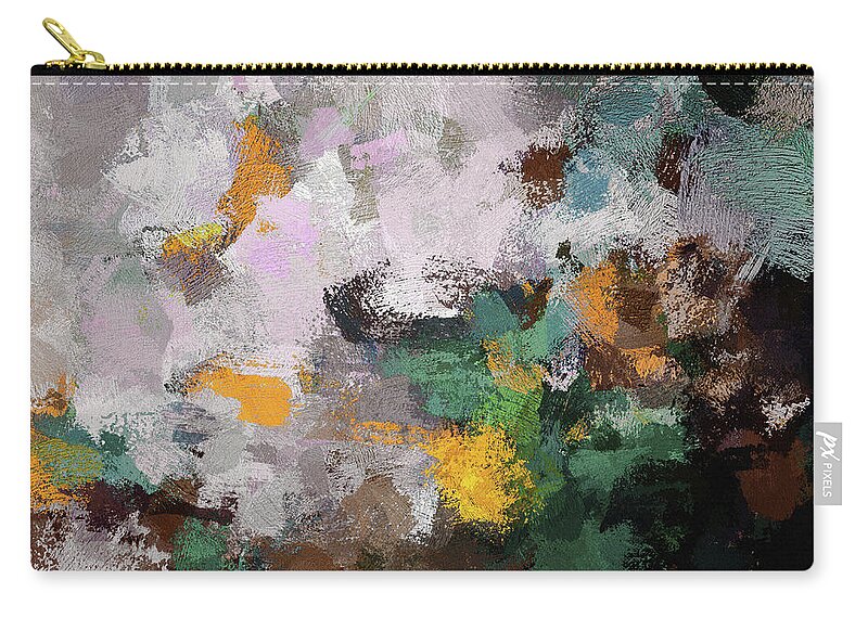 Abstract Zip Pouch featuring the painting Autumn Abstract Painting by Inspirowl Design