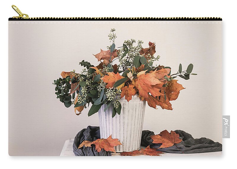 Leave Zip Pouch featuring the photograph Autumn Arrangement by Kim Hojnacki
