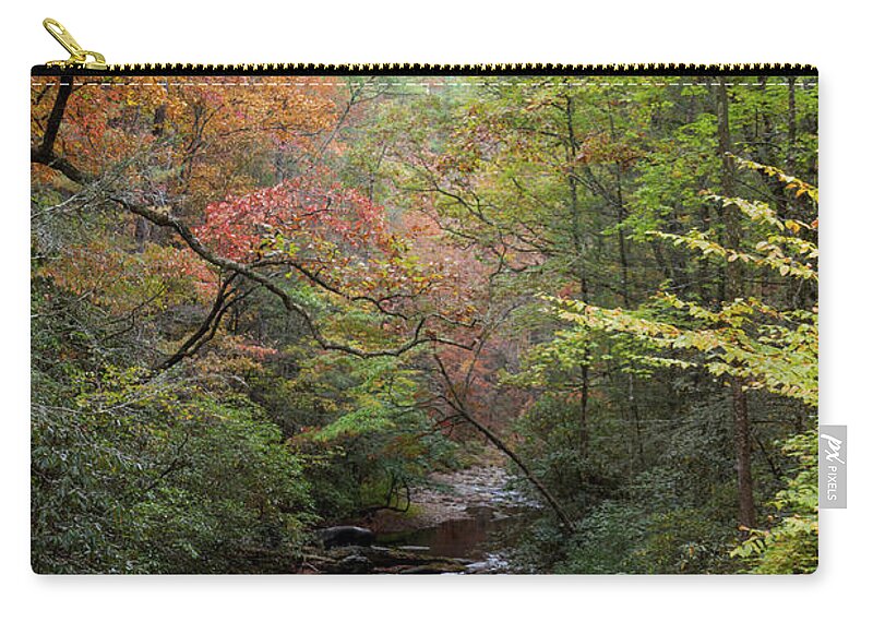 Forest Zip Pouch featuring the photograph Autumn at Fires Creek by Kelly Kennon