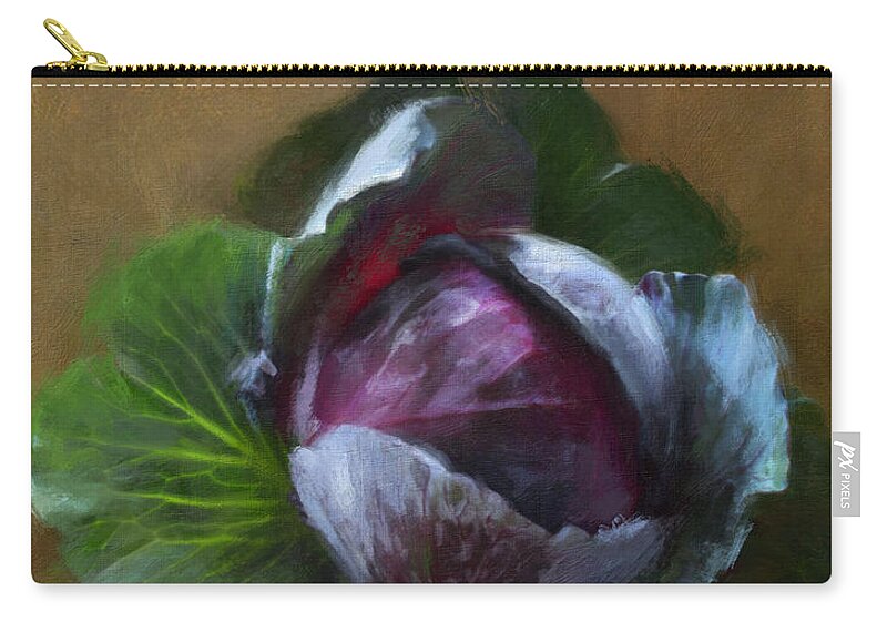 Cabbage Zip Pouch featuring the painting Autumn Cabbage by Robert Papp