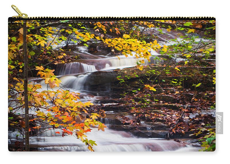 Waterfall Zip Pouch featuring the photograph Autumn Cascade by Parker Cunningham