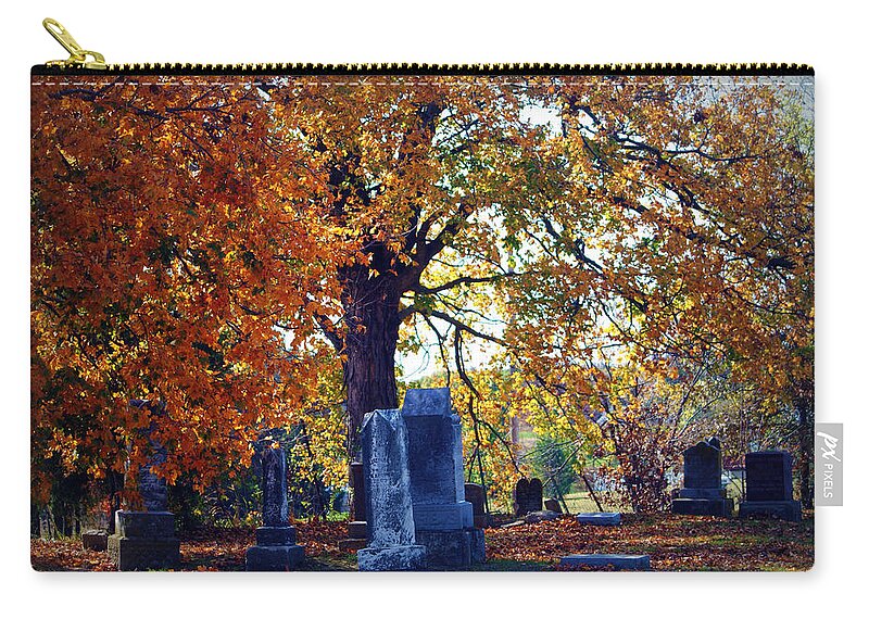 Autumn Zip Pouch featuring the photograph Autumn Cemetery by Cricket Hackmann