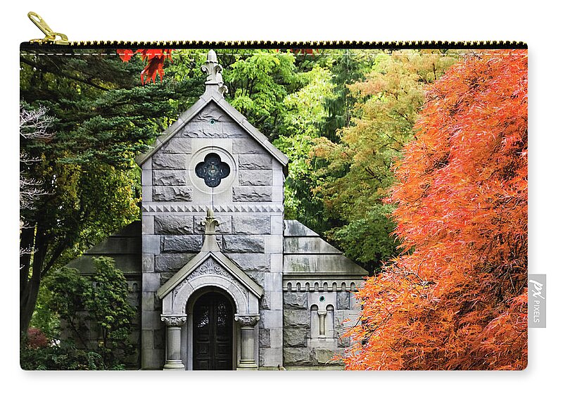 Autumn Zip Pouch featuring the photograph Autumn Chapel by Betty Denise
