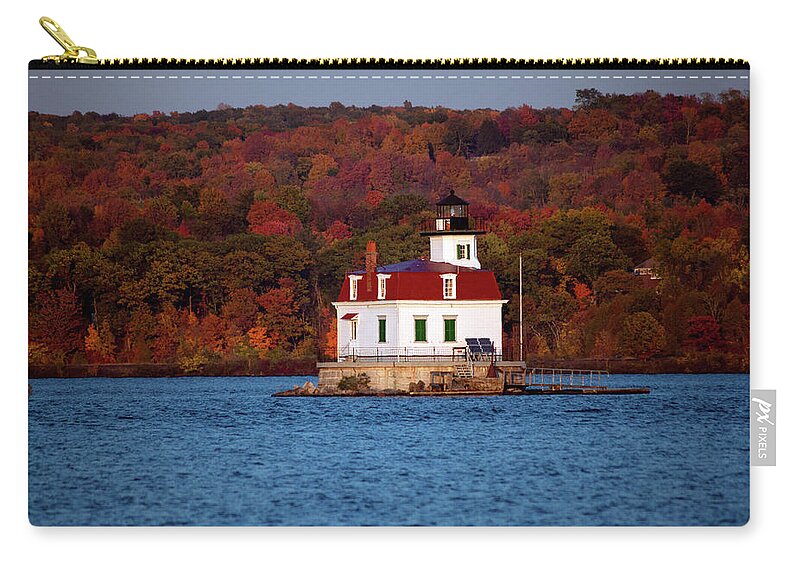 Lighthouse Zip Pouch featuring the photograph Autumn Evening at Esopus Lighthouse by Jeff Severson