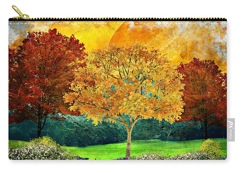 Fall Zip Pouch featuring the mixed media Autumn Fantasy by Ally White