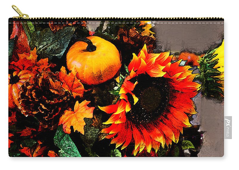Susan Vineyard Zip Pouch featuring the photograph Autumn Flowers by Susan Vineyard