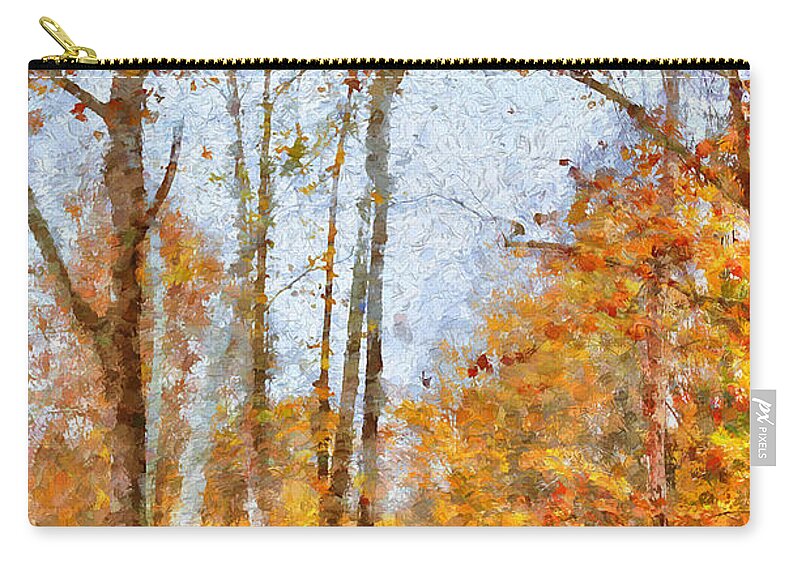 Digital Painting Zip Pouch featuring the photograph Autumn Forest by Darren Fisher