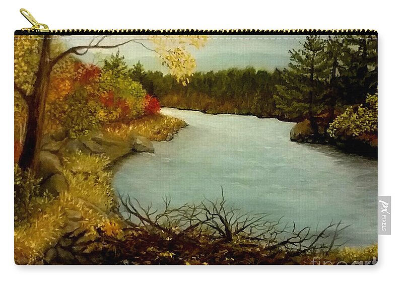 Autumn Scenery Zip Pouch featuring the painting Autumn Glow by Peggy Miller