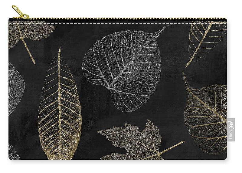 Leaf Zip Pouch featuring the painting Autumn Gold Leaf Pattern by Mindy Sommers